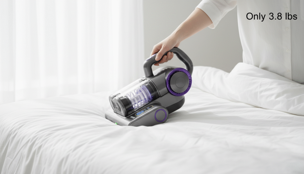 Lightweight handheld vacuum easy to use on bed